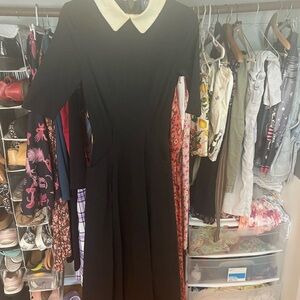 Elegant Black Dress with White Collar